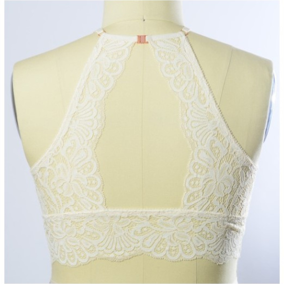 1 LEFT Plus Size High Neck Lace Racerback Bralette - Picture 3 of 3